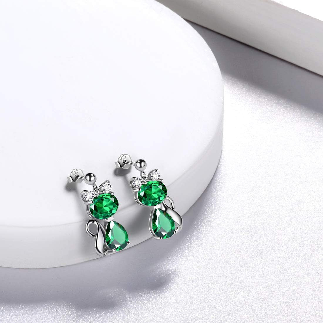925 Sterling Silver Cat Necklace/Earrings Women Cute Animal Cats Jewelry Sets Crystal Cubic Zirconia Jewellery