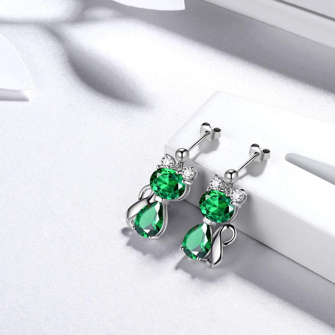925 Sterling Silver Cat Necklace/Earrings Women Cute Animal Cats Jewelry Sets Crystal Cubic Zirconia Jewellery
